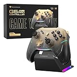 Machenike G5Pro V2 Gaming Controller PC für PC/NS/IOS/Android (1000Hz Abtastrate), Optisch & Mikroschalter Trigger, Kabelloser Gamepad mit RGB Beleuchtung (USB/2.4G/BT) (Gelb PE)