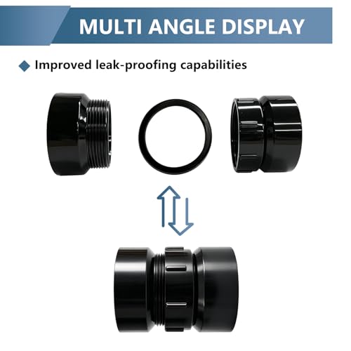 Image of Lesso 1-1 /2 Inch ABS P-Trap Union - HUB x HUB Connection, Black, Detachable Sink Drain Union for Easy Maintenance & Leak-Proof Plumbing