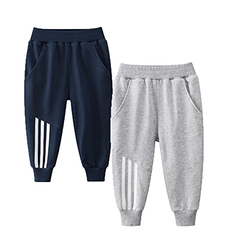 HILEELANG Toddler Boy Sweatpants Kids Sport Jogger Cotton Casual Active Playwear Sweats Pants 2-Pack