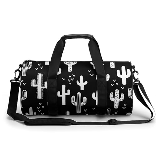Sac de sport gym cactus noir et blanc pour ranger toutes vos affaires
