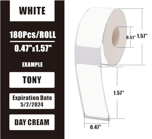 Image of D30 Label Tape, 540 Labels 12x40mm White Thermal Label Paper for Phomemo D30 Labels Tape Printer Maker Tapes Refill Replacement for Print Master Refill 12mm x 40mm (0.47 x 1.57 Inch) 3 Rolls White