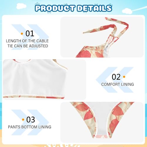 KLL Goose Gray Girls Two Piece Bikini Sets Scoop Neck Swimsuit Swimwear Cute Shoulder Strap4