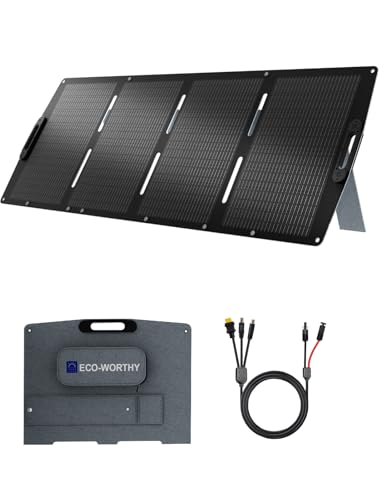 ECO-WORTHY 200W Solarpanel Faltbar, XT60, ETFE, Mono Solarpanel mit Halterung, bis zu 23% Wirkungsgrad für...