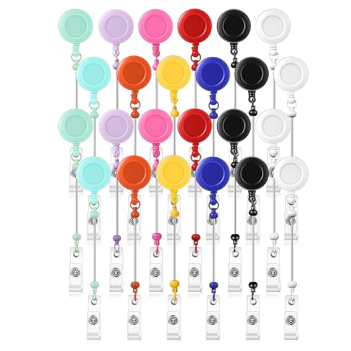 Porte-badge rétractable pour infirmières et professeurs avec perles colorées Lot de 24