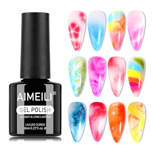 AIMEILI Clear Nail Blooming Gel Difusor, Esmalte Semipermanente De Uñas Blossom Transparente Magic Blooming Flores Gel Nail Art, Soak Off UV LED 8ml Quita Soak Off Salon Home Manicura DIY
