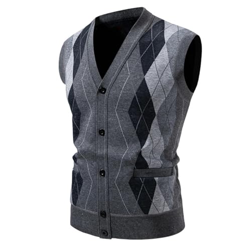 Chaleco de punto para hombre con forro de felpa cálido para el invierno