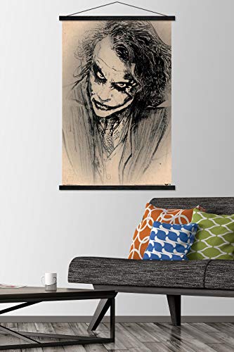 Trends International DC Comics Movie - The Dark Knight - The Joker - Sketch Wall Poster with Wooden Magnetic Frame, 22.375