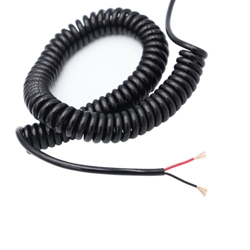 Cable espiral telescópico con resorte, Cable de extensión telescópico de alimentación de 2 núcleos 24 AWG, 22 AWG, 20 AWG, 18 AWG y 17 AWG(Stretch 1 Meter 2 Cores 22 AWG)