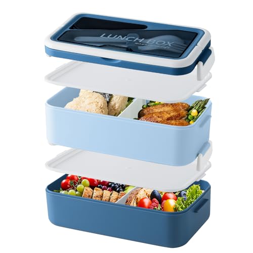 HENSHOW Fiambrera 2 Capas, Lunch Box 1600ML con Compartimentos Pr...