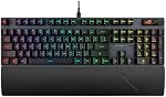 ASUS ROG Strix Scope II Gaming Keyboard, pre-lubed ROG RX Red Linear Optical switches, Sound-dampening Foam, PBT doubleshot keycaps, Streaming hotkeys, Multi-Function Controls, Wrist Rest