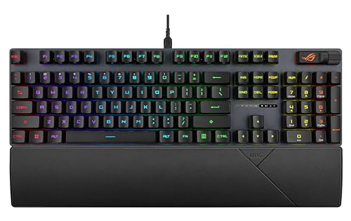 ASUS ROG Strix Scope II Gaming Keyboard, pre-lubed ROG RX Red Linear Optical switches, Sound-dampening Foam, PBT doubleshot keycaps, Streaming hotkeys, Multi-Function Controls, Wrist Rest by Asus - Used condition - CA$91.19