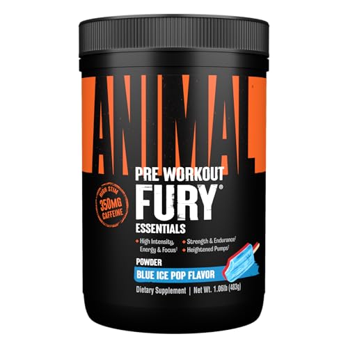 Animal Fury – Pre Workout Powder Supplement for Energy and Focus – 5g BCAA, 350mg Caffeine, Nitric Oxide, Without Creatine – Powerful Stimulant for Bodybuilders – Ice Pop, 30 count