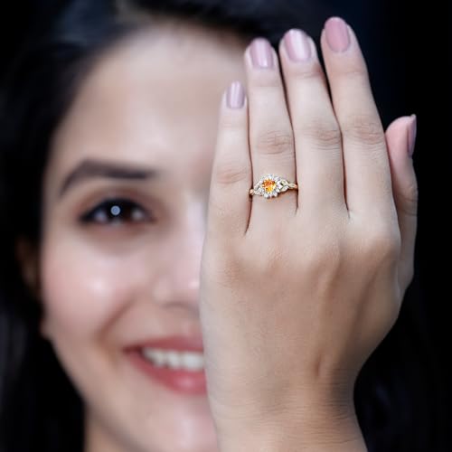 Certified Orange Sapphire Flower Engagement Ring, AAA Quality, Natural Sapphire Diamond Ring - Ready to Gift4