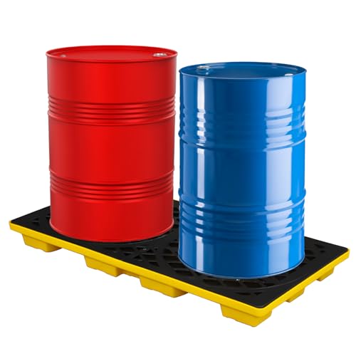 2 Drum Modular Spill Containment Platform with Drain Outlet & Forklift Pockets | 48