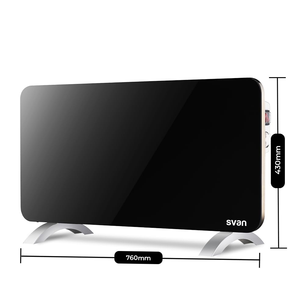SVAN Radiador plano 1 Elemento Svan 1500 W 2 Niveles de funcionamiento Cristal negro Manual