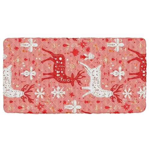 Hezely Toddler Fitted Sheet, Toddler Mattress, Portable Folding Mattress for Kids 49.6x24.8 Inch,Red Elk Print (1 pcs)