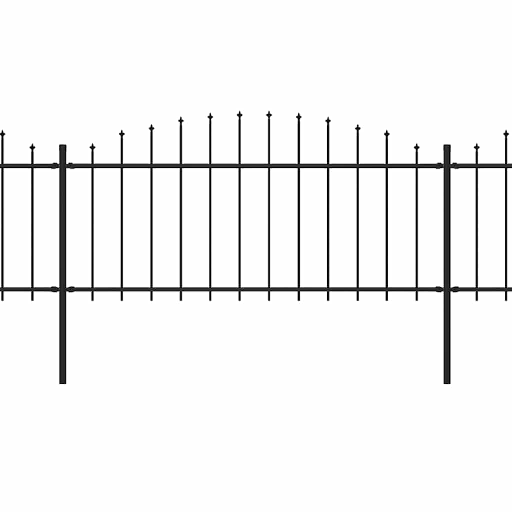 Garden Fence with Spear Top Steel 3.4 m Black Security Boundary Barrier 2 Panels 3 Posts Heavy Duty Privacy Fence for Property Backyard Patio