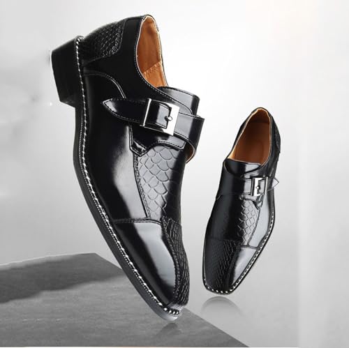 ByErz Men Dress Shoes Buckle Oxford Classic Pointed Toe Modern Formal Leather Shoes for Men4