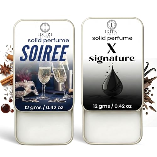 Image of Solid Perfume |x signature&Soiree Alcohol Free Wax Perfume Balm, Long Lasting | Pocket Tin 12g, Pack Of 2| Non Greasy Smooth Glide, Travel Friendly Men And Women