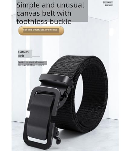 Canvas Belt with Toothless Buckle, Adjustable Durable Nylon Webbing for Daily Outdoor Use, 47-51 inch Length, 1.5 inch Width2
