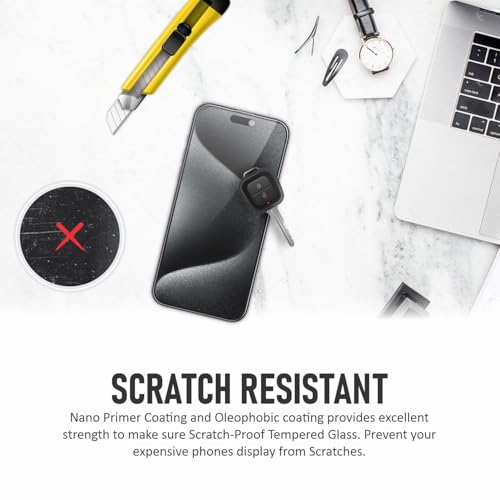 Image of SupCares Privacy Tempered Glass for iPhone 15 Pro Max (6.7 Inch) With Installation Kit | Military-Grade Gorilla Screen Protector | Edge to Edge Coverage | Black