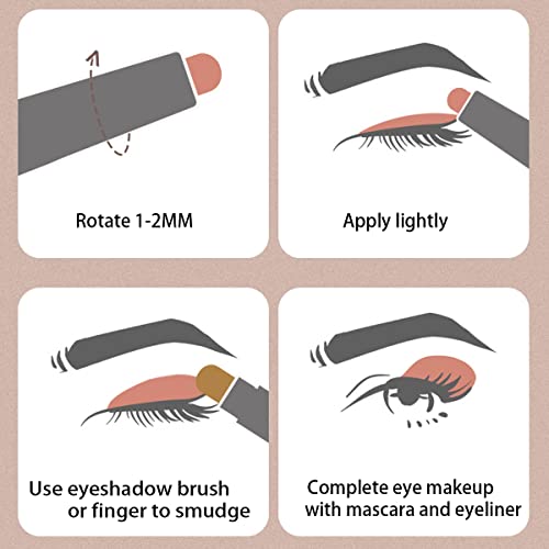 Meicoly 6 Pcs Eyeshadow Stick Set,Brown Champagne Gold Black Eyeshadow Metallic Shimmer Crayon,Pro Shiny Bright Starter Rotating Eyeshadow Sticks #TOP2