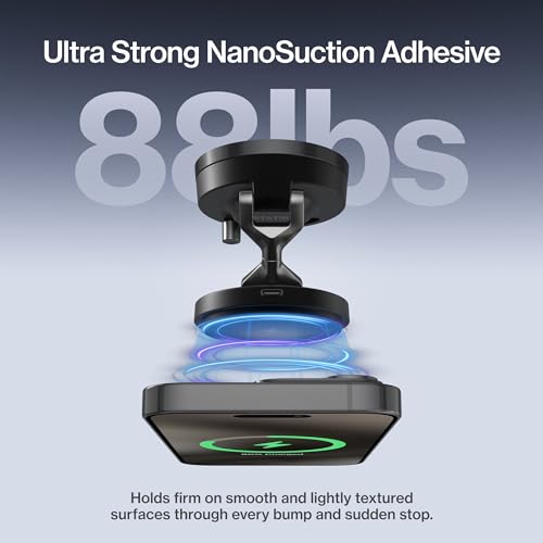 Image of Statik HyperMount Pro Phone Mount, Magnetic Phone Holder, 15W Wireless Charging, MagSafe Car Mount, Works on Smooth & Lightly Textured Surfaces, iPhone and Android Compatible, Charging Cable Included