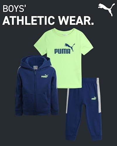 Puma Toddler Boys' Activewear Set - 3 Piece Active Fleece T-Shirt, Hoodie Sweatshirt thumb #1