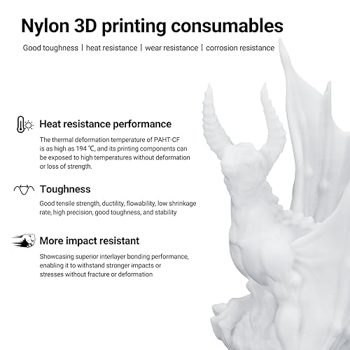 Image of Kingroon PA6 Nylon 3D Printer Filament 1.75mm, 1kg White Filament, High Strength Filament for Engineering Parts, Dimensional Accuracy + /- 0.03mm