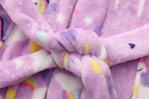 Image of Kids Hooded Bathrobe Girls Soft Plush Hooded Flannel Pajamas Sleepwear Boys Spa Robe