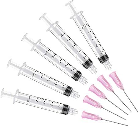5 Pack 5ML/CC Premium Ink Filling Syringe with Platic Blunt Needle Tip for Fountain Pen