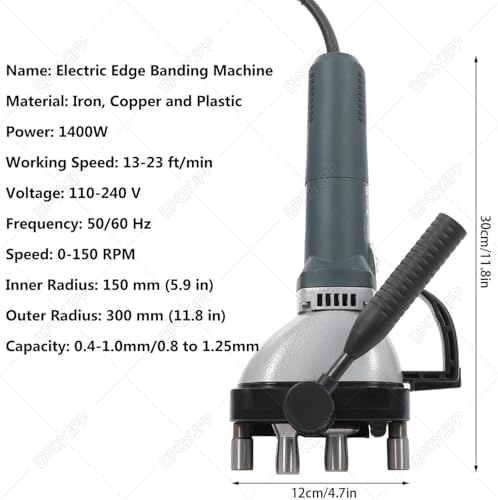 1400W Electric Air Duct Banding Machine - Pipe Sealing Machine for Round, Square, Straight & Curved Ducts, Adjustable Speed 4-10m/min, Works with 0.4-1.5mm Thickness