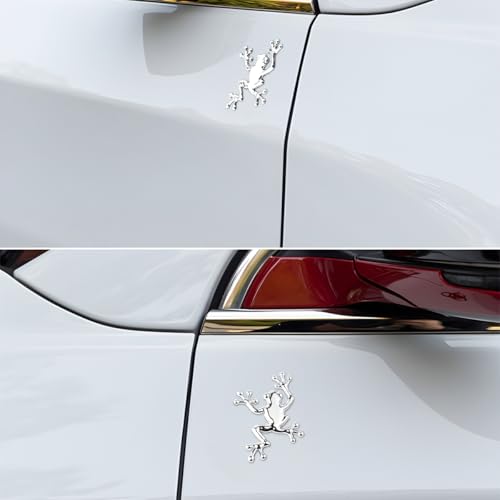 Image of 3D Metal Chrome Frog Car Emblem, Highly Distinctive car Decals, Car Decal Sticker Side Rear Trunk Decoration Accessories, Unisex Frog Auto Parts
