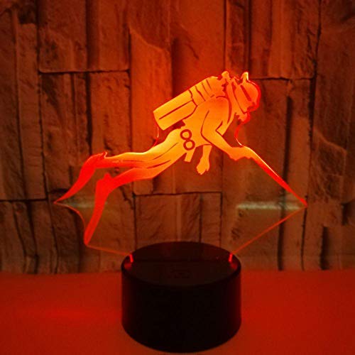 3D Illusion Led Night Light, 7 Color Gradient Conversion Touch Switch Usb Lámpara De Escritorio Para Regalos De Navidad O Decoración De Oficina En Casa Buzo Touch Switch