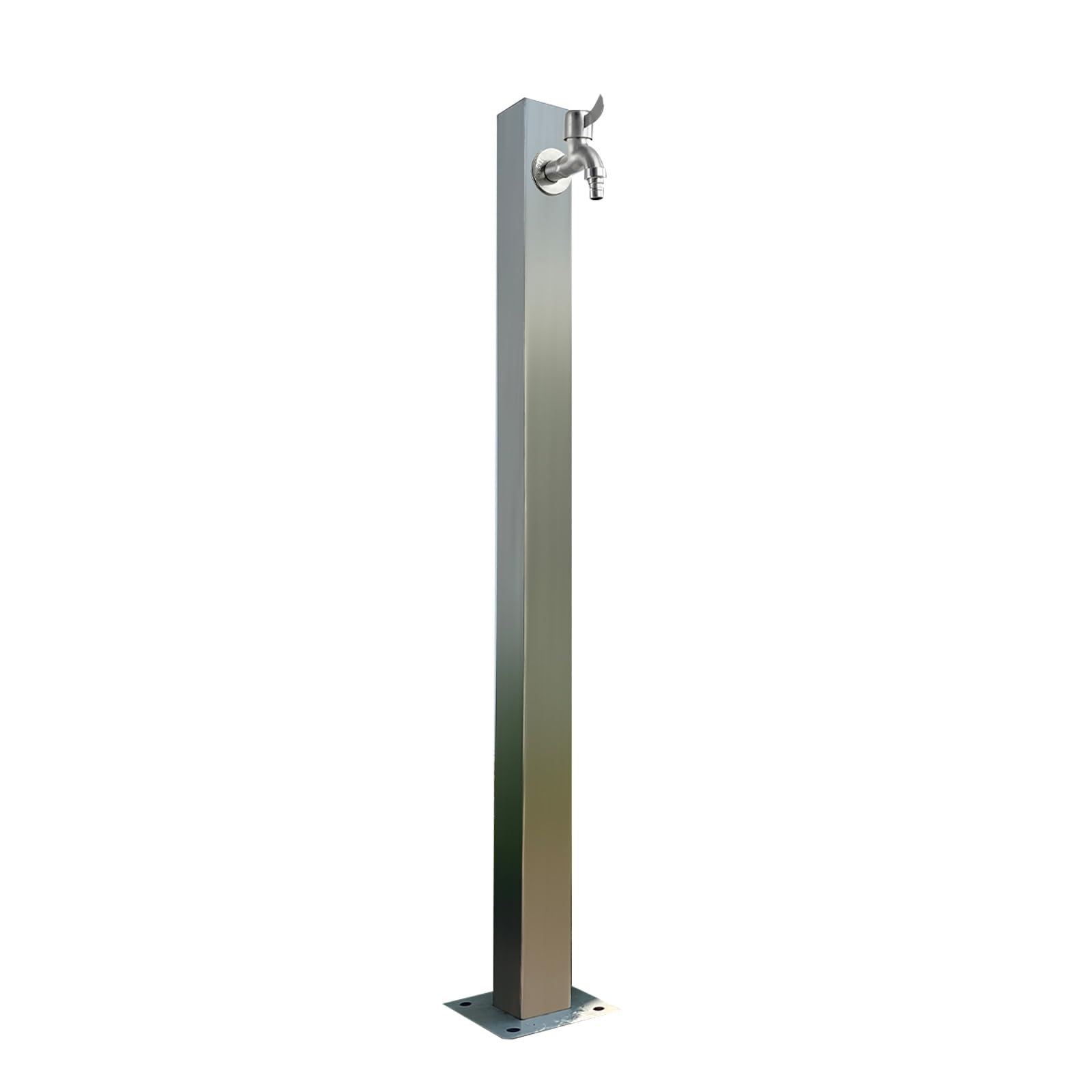 Freistehende Wassersäule Garten, 304 Edelstahl mit Frostschutz, Freistehender Brunnen mit Schlauchaufhänger und Bodenmontagehahn, Zur Gartenbewässerung und -Bewässerung(Silver2)