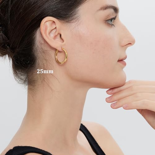Simple Hoop Earrings for Women, Hypoallergenic Hoops Jewelry Huggies Sleeper Earrings 925 Sterling Silver Ear Post 18MM 20MM 25MM2