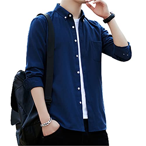 Chemise Oxford bleu marine ajustée homme 3XL en coton : le confort sans effet de transparence