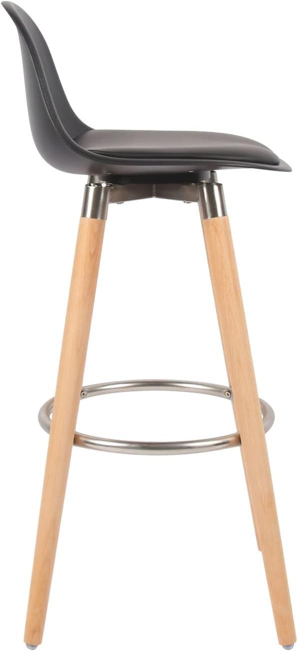 Box and Beyond Juego de 4 Taburetes de Bar de Madera, Silla Alta para Bar, Silla de Cocina - Altura 91 cm - Taburete Negro con Reposapiés