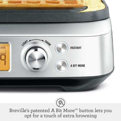 Sage - The Smart Waffle Pro - 2-Slice Waffle Maker with LCD Display - Belgian, Classic, Chocolate, Buttermilk & Custom Settings - Brushed Stainless Steel