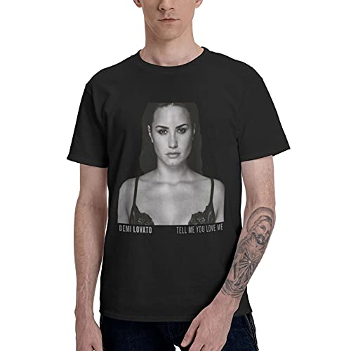 Man's American Singer Demi Actor Lovato T Shirt, Round Neck Short Sleeve T-Shirts for Men Guys, Cool Cotton Tees Top, Casual Custom Tees Clothes Xx-Large Black
