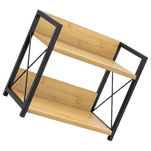 FIXOSHEE Organizador de Estación de Café para Encimera de Madera 2 Niveles, Estante Multifuncional para Maximizar Espacio y Almacenamiento Versátil en Baños y Apartamentos Pequeños