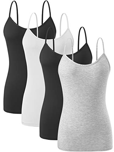 Image of Orrpally Basic Cami Tank Tops Women Lightweight Camisole Stretch Tank Top Adjustable 4-Pack