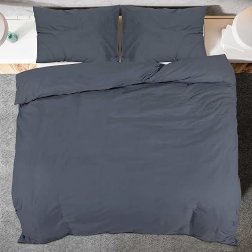 Parure de lit infroissable et légère en microfibre anthracite pour chambre moderne