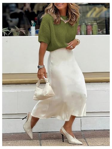 Image of GORGLITTER Women's Puff Short Sleeve Crop Cropped Sweaters Top Cute Outfits | Old Money Outfits Women, Date Night Outfit for Women, Going Out Tops Trendy, Knit Tops Sweater