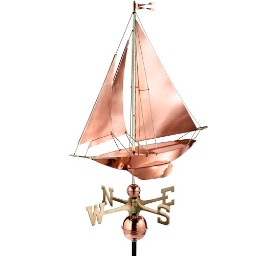 Good Directions Racing Sloop Weathervane, Pure Copper, Boat