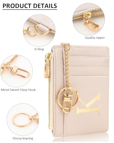 Birthday Gifts for Women - Slim RFID Blocking Card Holder Minimalist Leather Front Pocket Wallet, Gifts for Mom Daughter Her, Personalized Bridesmaid Gifts Initial Card Holder Wallet(Initial K)4