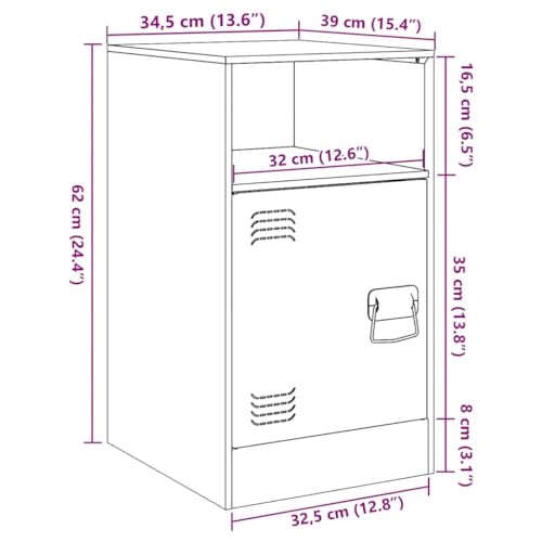 Table d'appoint anthracite 34,5cm meuble de rangement industriel pour salon