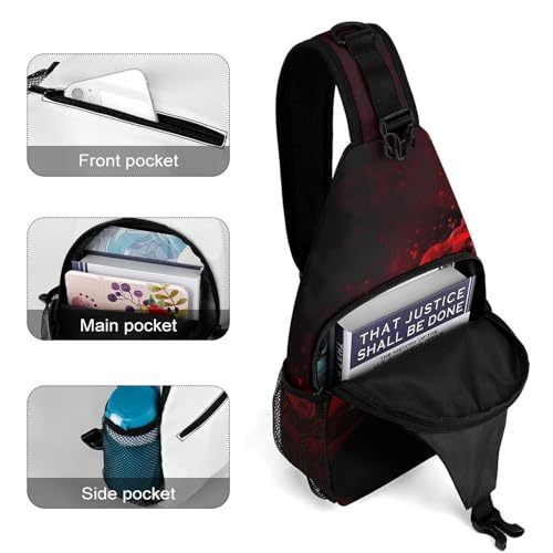 Mochila tipo bandolera negra y roja para hombre y mujer miniatura 4