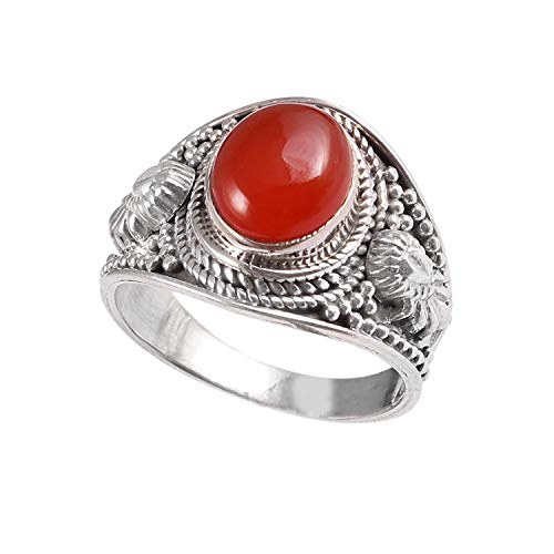 Bague fiançailles cornaline et argent pour mariages chic