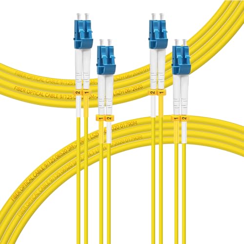 Image of FLYPROFiber- 75M-2Pack LC to LC Single Mode Fiber Patch Cable OS2, SM Fiber Optic Cable, SMF Singlemode Fiber Jumper Cord, Duplex, 9 /125um, Yellow, LSZH, 75M(246ft)-2Pack